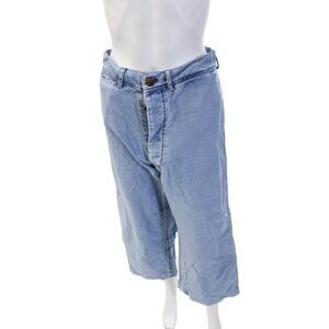 Caron Callahan Unisex Cropped Capri Pants Light Blue Cotton Size 8